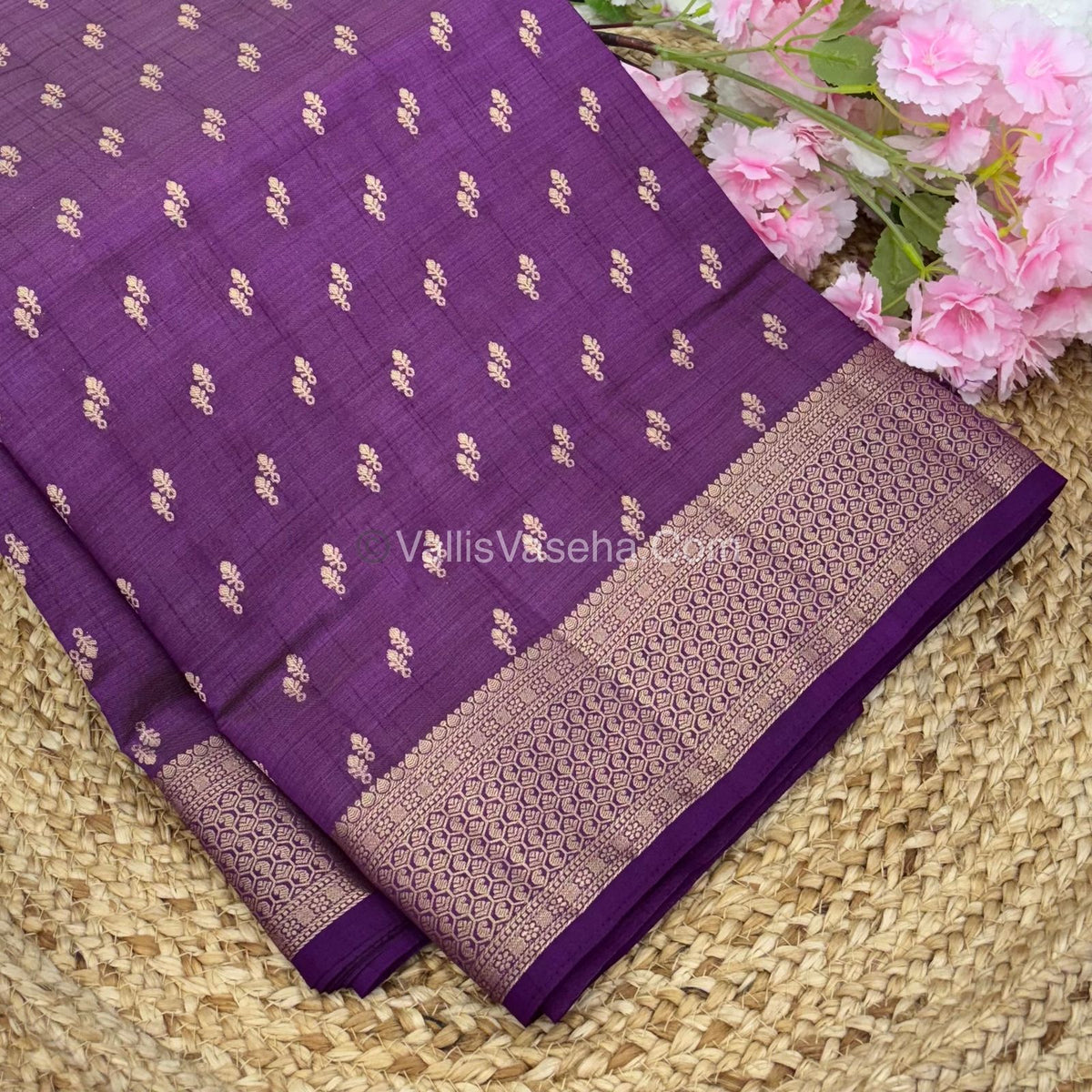 Semi Tussar Silk - Grand Pallu  - Pink Shade - VVSTS021