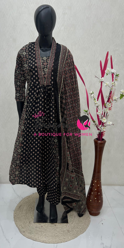 Ready Made | Anarkali Set  |Salwar, Kameez & Duppatta(3pc)|Cotton |VVRMS029