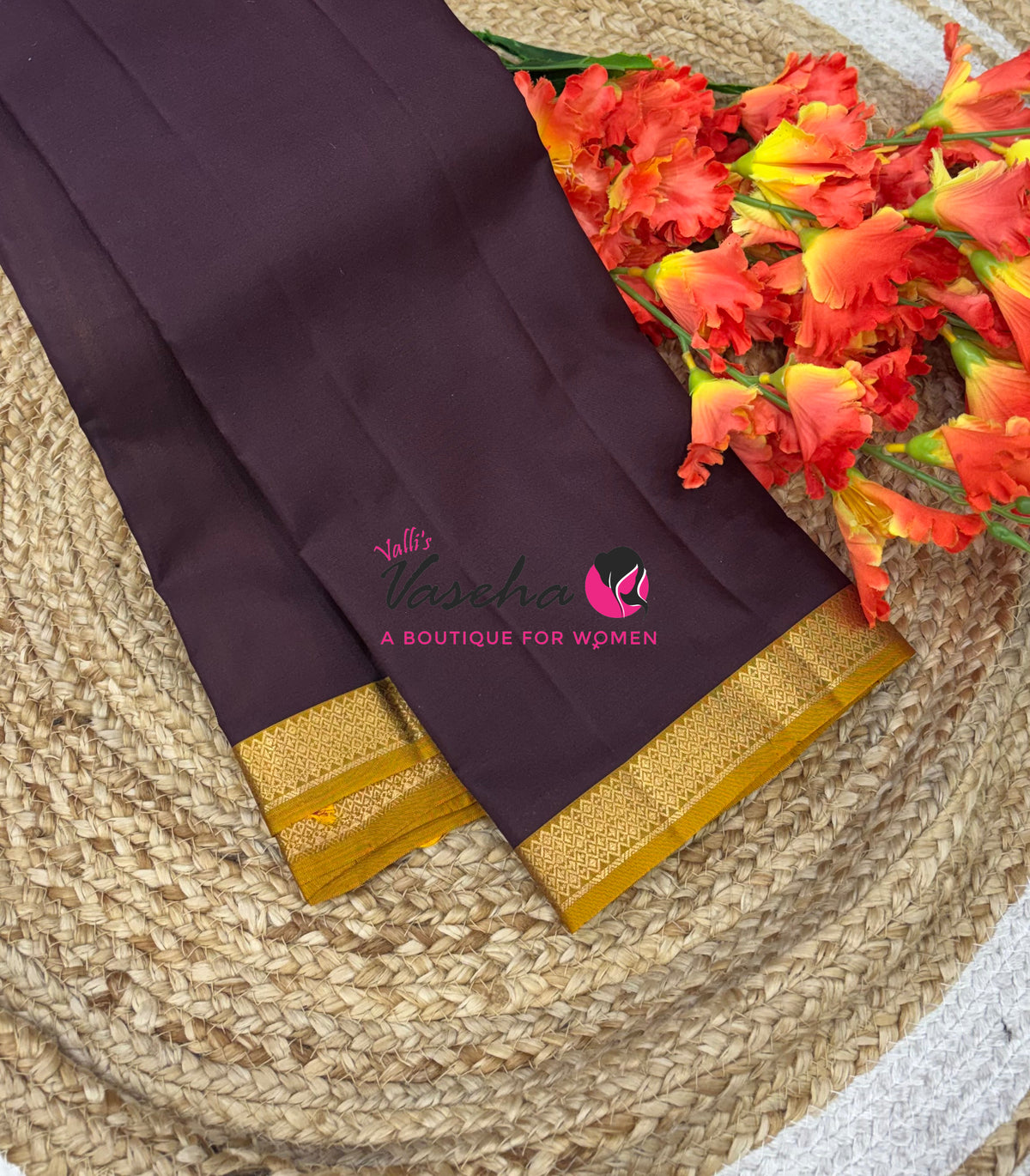 Pure Soft Silk Saree  - Brown With Mustard Yellow Combo - VVPSS146