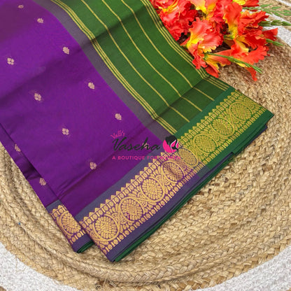 Semi Silk Cotton Saree | Double Leaf Butta Design |VVSSC016