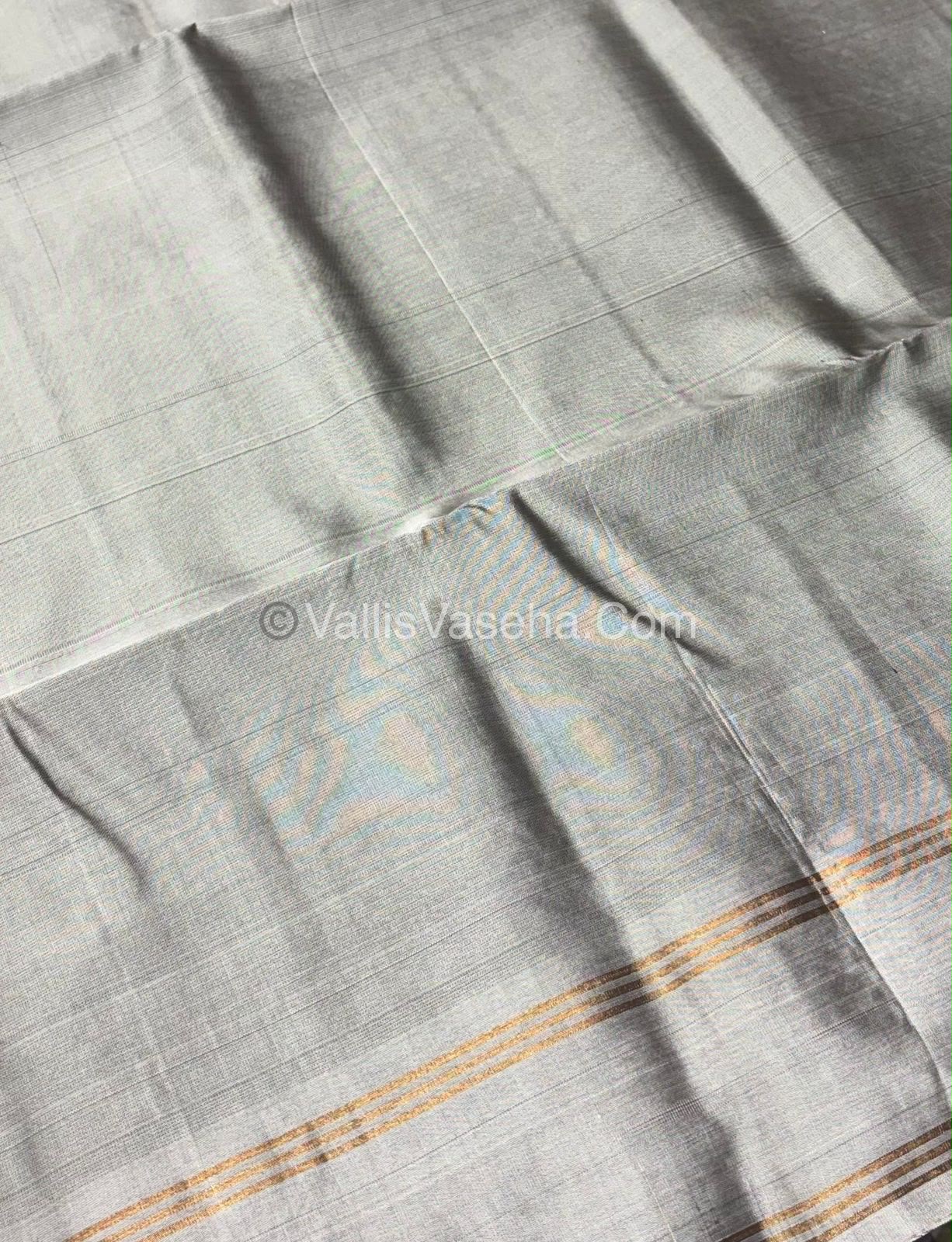 Pure Soft Silk Saree - (1.75 warp) Kolam Design - Shade Of Green & Grey Shade - VVPSS074