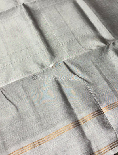 Pure Soft Silk Saree - (1.75 warp) Kolam Design - Shade Of Green & Grey Shade - VVPSS074