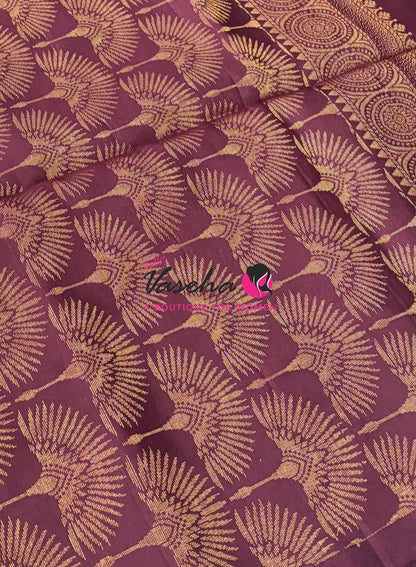 Pure Soft Silk Saree - Green & Brown - VVPSS091