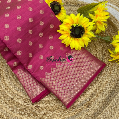 Semi Tussar Silk Saree | Pink Shade |VVSTS057