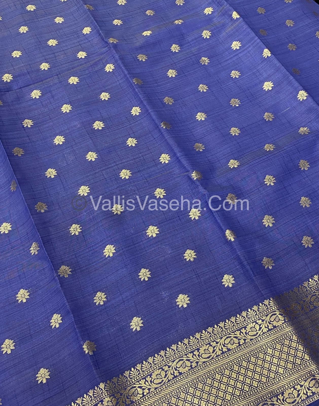 Semi Tussar Silk  - Navy Blue Shade  - VVSTS013