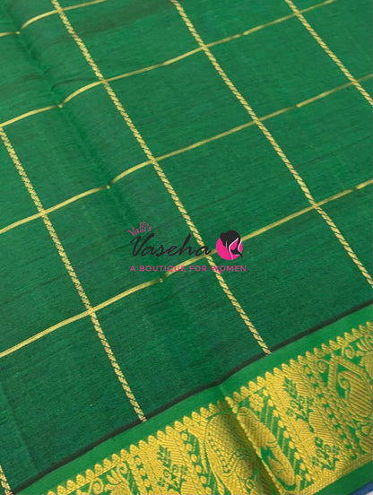 Semi Silk Cotton Saree - Checked Pattern with Butta  - VVSSC013