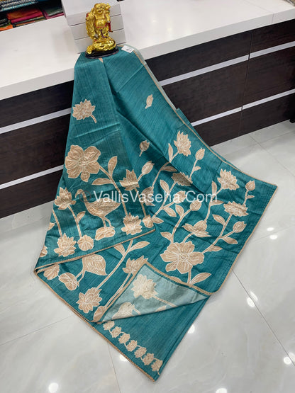 Semi Raw Silk with embroidery work - VVSRS001