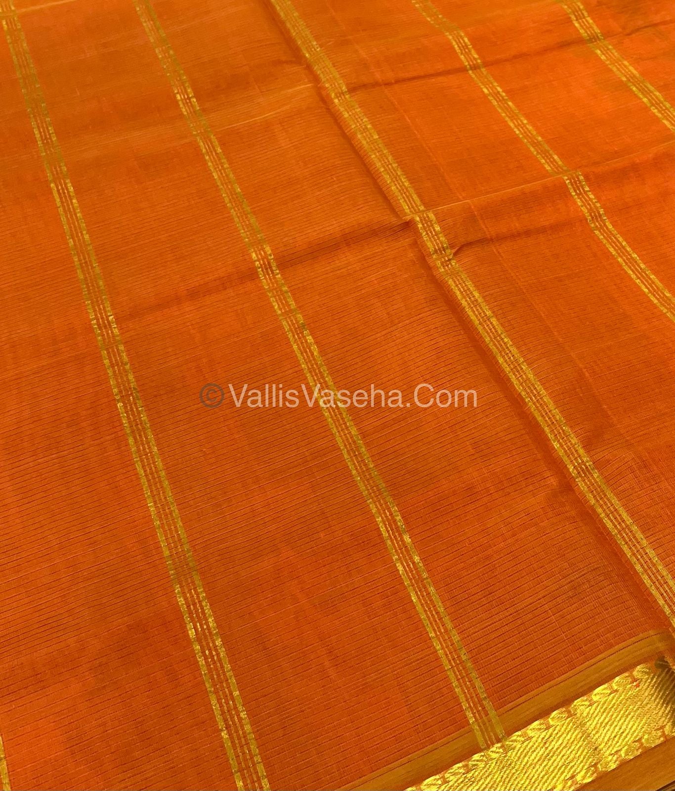 Pure Silk Cotton Sarees - Peachish Pink With Orange - VVPSC003