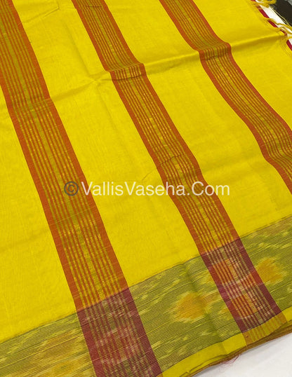 Semi Silk Cotton Saree - Red & Yellow - VVSSC001