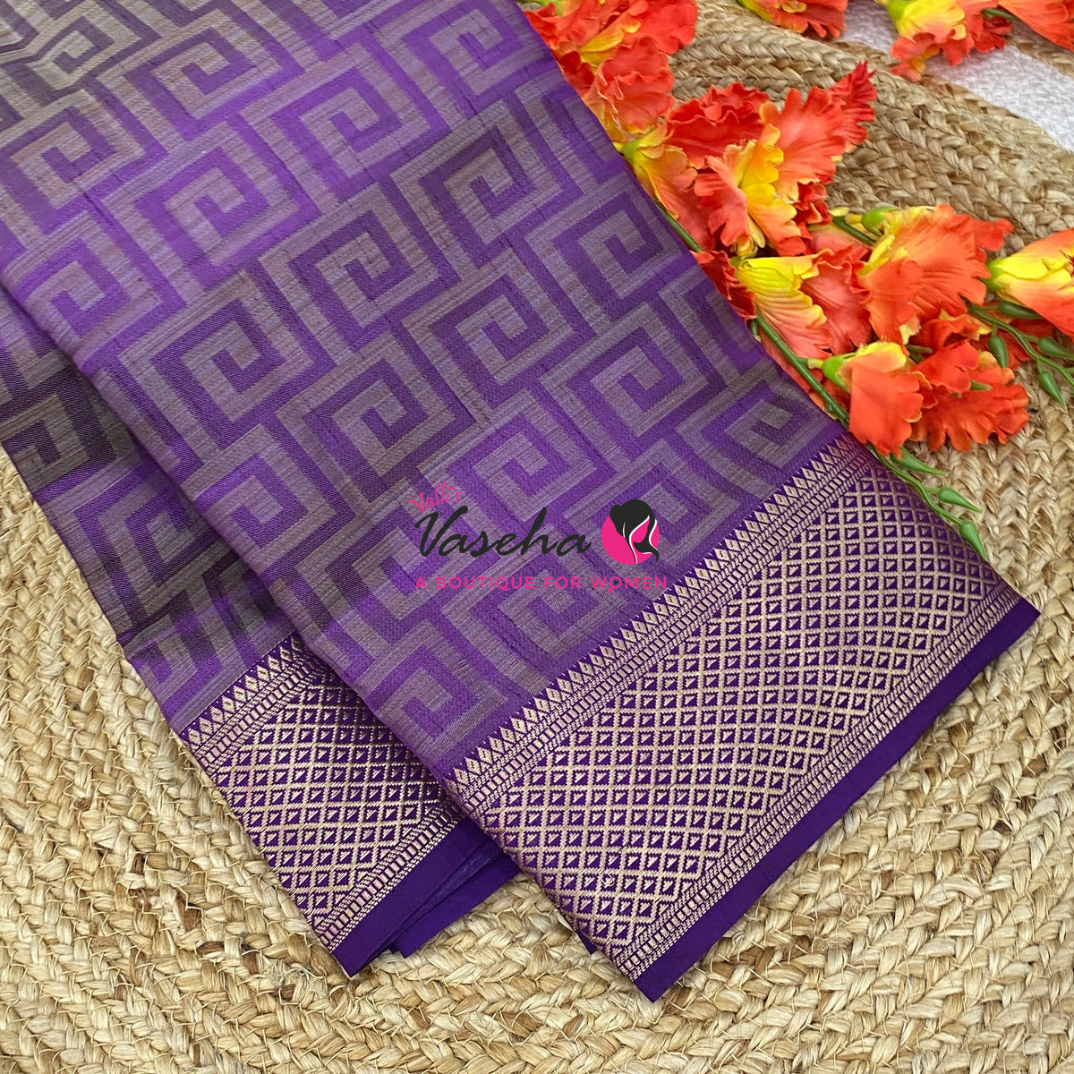 Semi Tussar Silk Saree | Purple Shade |VVSTS058