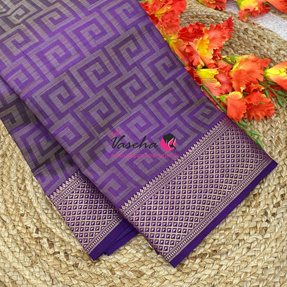 Semi Tussar Silk Saree | Purple Shade |VVSTS058