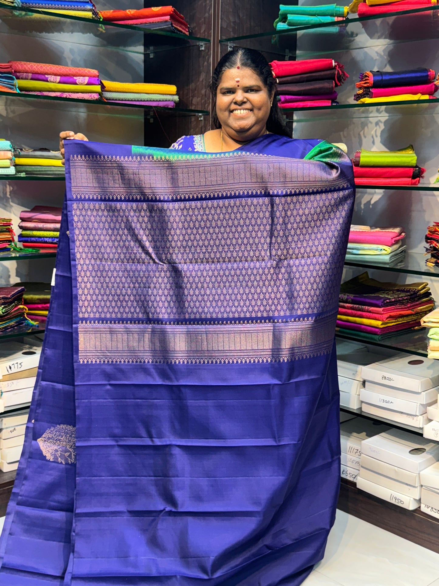 Pure Soft Silk Saree - Double tone Green Shade with Blue  - VVPSS012