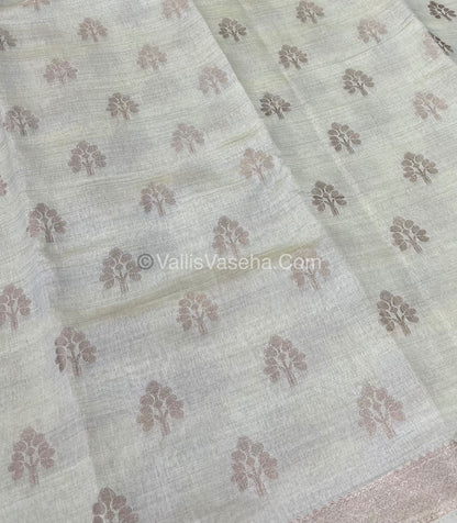 Semi Tussar Silk Saree -  White Shade - VVSTS009