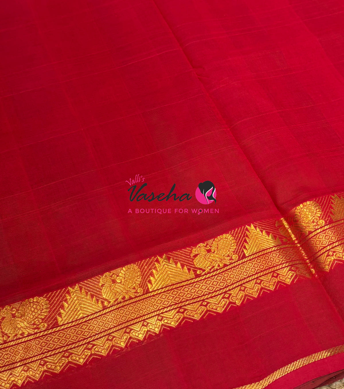 Pure Silk Cotton Saree - Green & Red Shade - VVPSC016