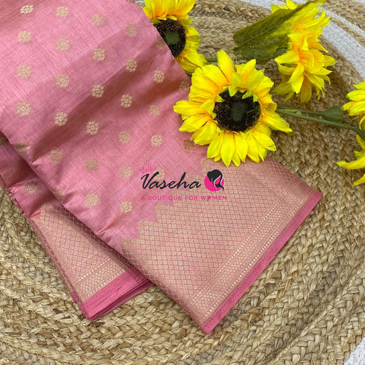 Semi Tussar Silk Saree | Light Peach Shade |VVSTS057