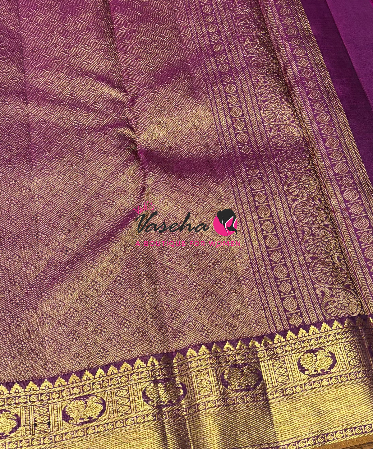 Pure Kanchipuram Silk Saree - Green & Purplish Pink Shade  - VVPS022