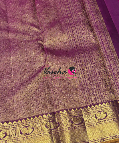 Pure Kanchipuram Silk Saree - Green & Purplish Pink Shade  - VVPS022