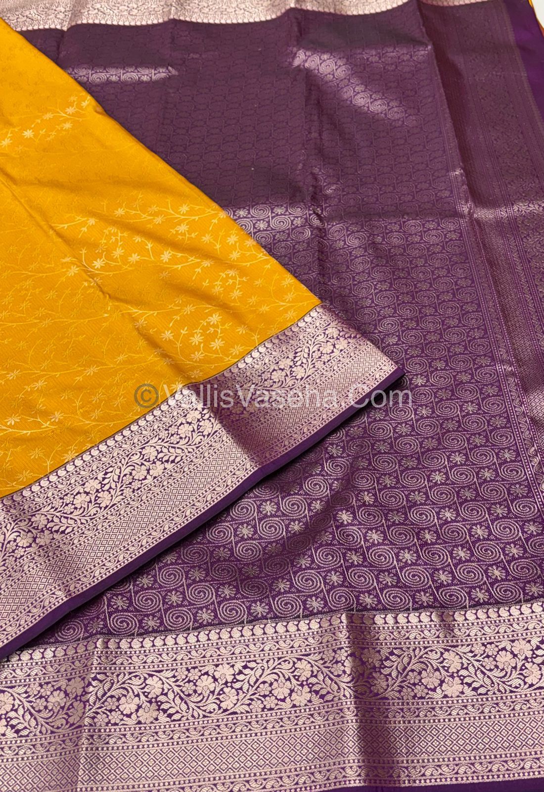 Semi Bridal Kanchipuram Silk - Yellow  With Purple Shade  - VVSBK001