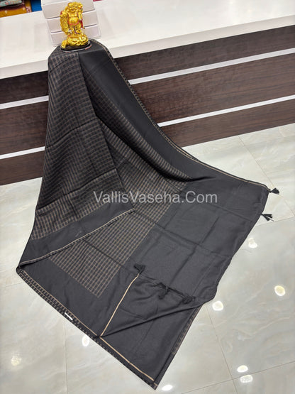 Bhagalpuri Semi Tussar Saree - Black Shade - VVBTS001