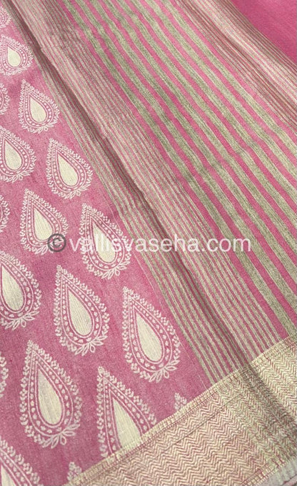 Semi Tussar Silk - Peachish Pink Shade - VVSTS006