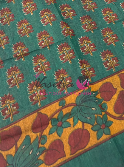 Handloom Cotton Sarees with Kalamkari Blouse - VVKCK003