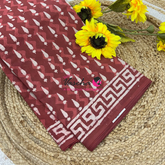 Pure Soft Mul Mul Cotton Sarees - Hand Block Prints - VVMMC009