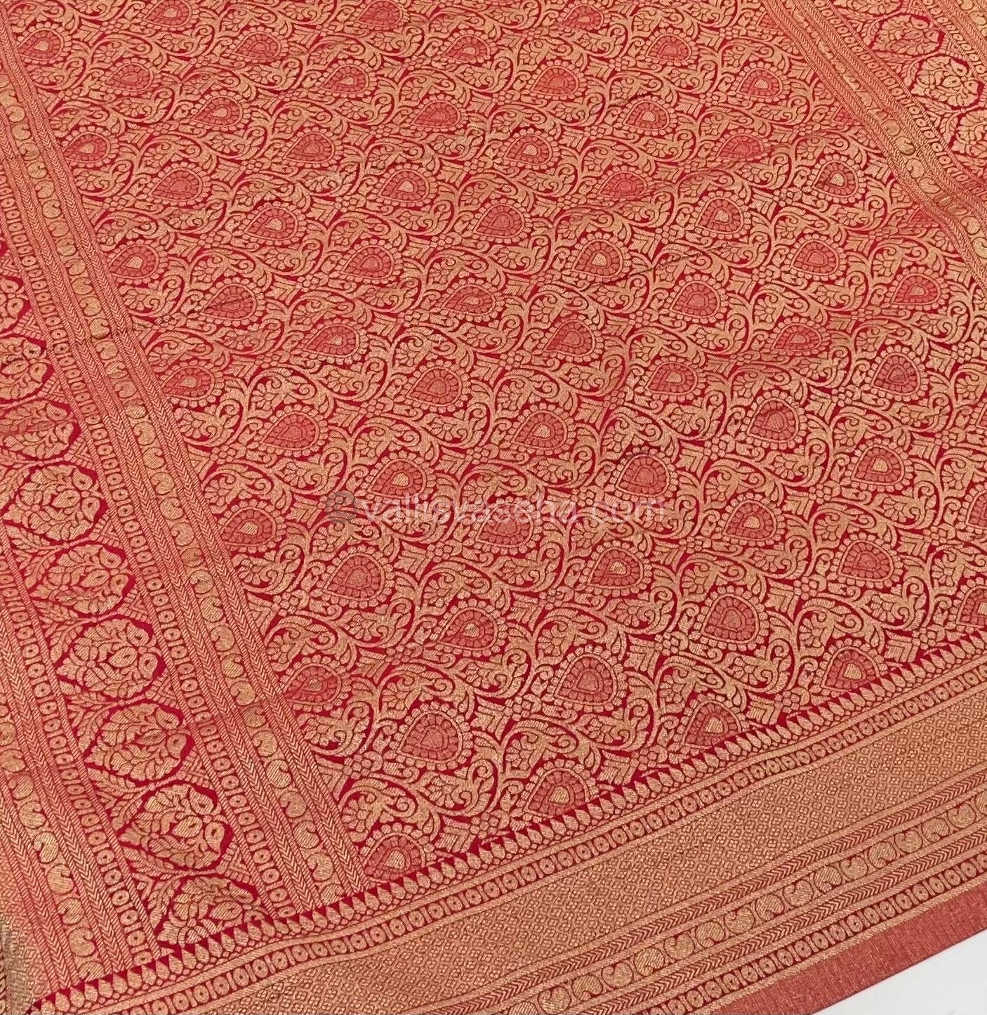 Banarasi - Premium Georgette Saree - Yellow & Red Combo-  VVPVG003