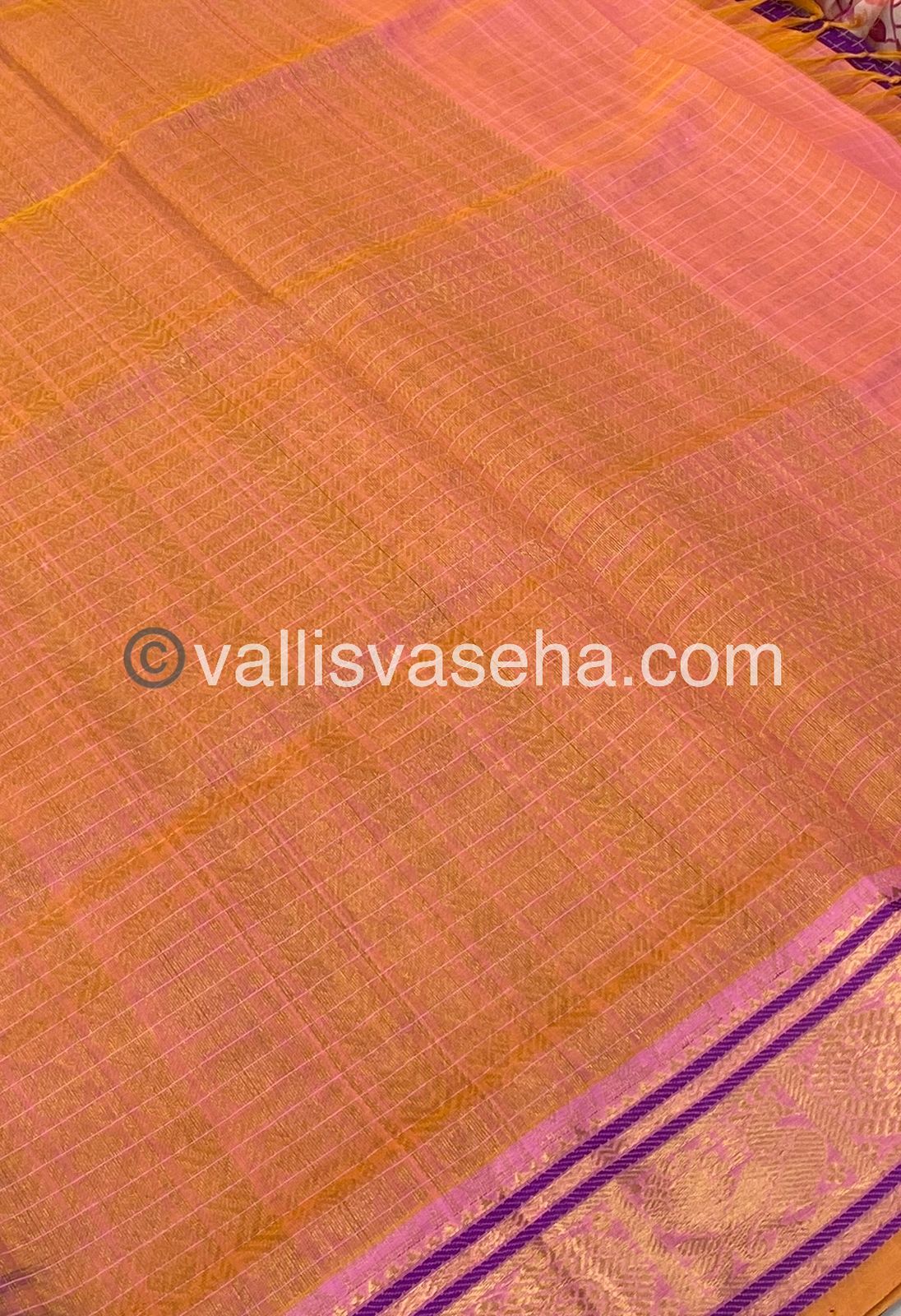 Pure Silk Cotton Saree - Purple with Light Peach - Lakshadeepam Design - VVPLD001