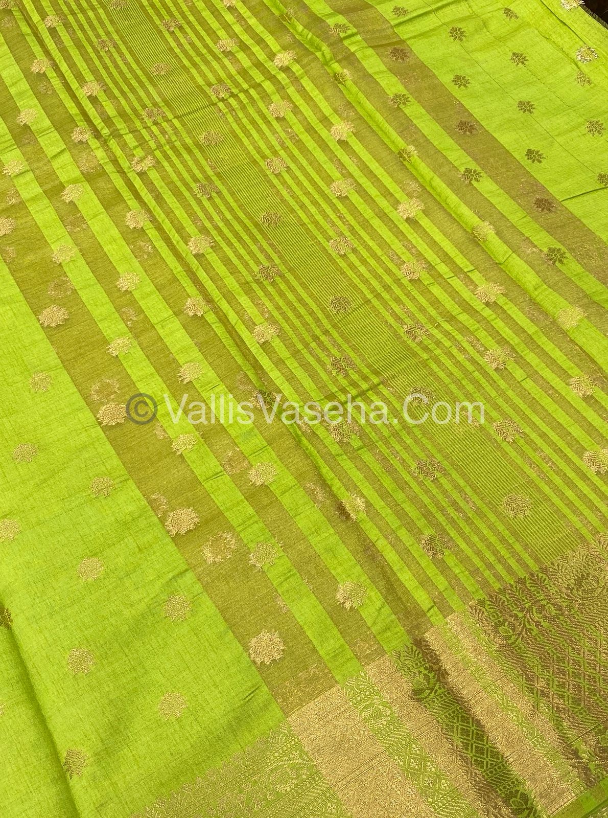 Semi Tussar Silk  - Pista Green Shade  - VVSTS013