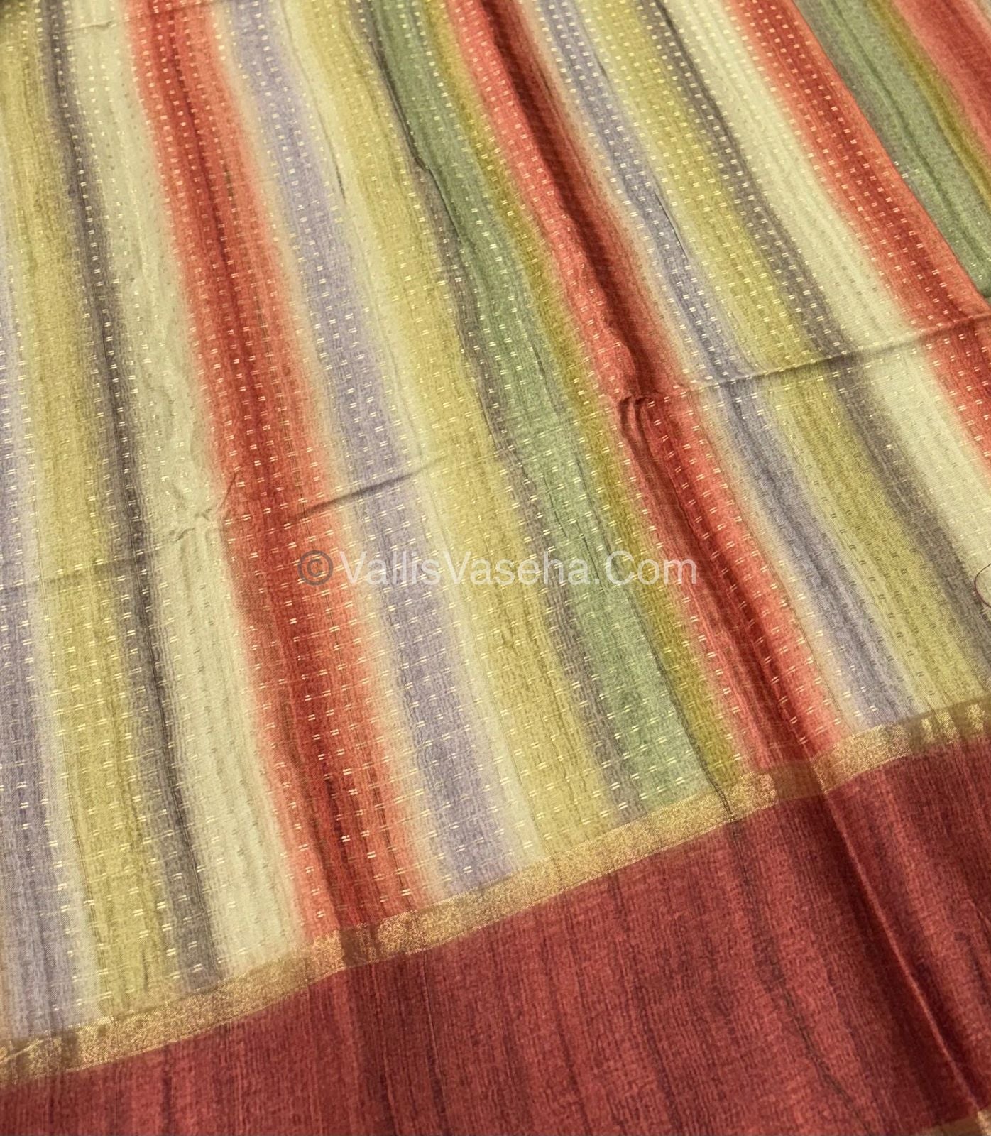 Semi Tussar Silk - Vairavoosi Design - Multi colour - VVSTS038