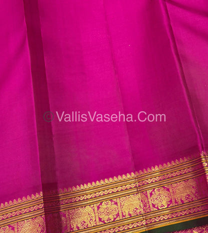 Pure Kanchipuram Silk Saree - Pink with Purple - VVPS031