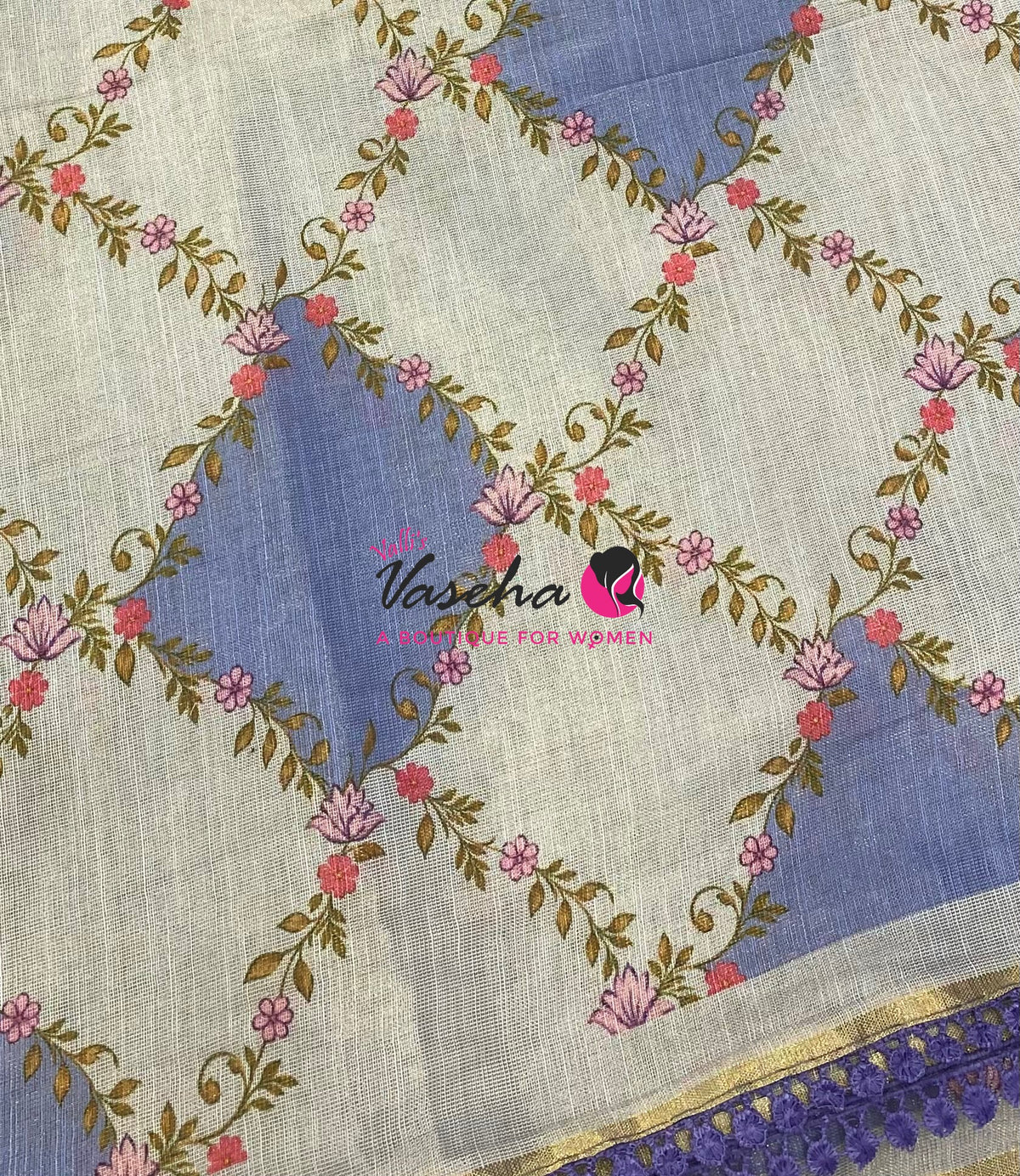 Linen Tissue Saree -  Light & Dark Combo - Levanter Shade- VVLTS006