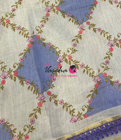 Linen Tissue Saree -  Light & Dark Combo - Levanter Shade- VVLTS006