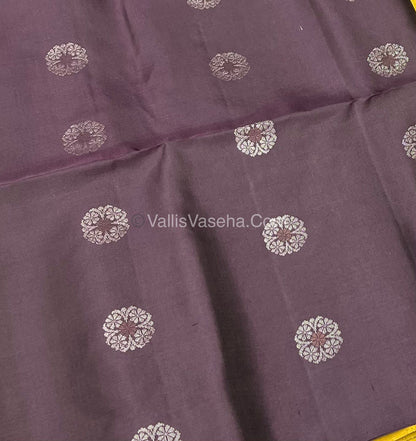 Pure Soft Silk Saree - Border Less  - Yellow & Brown Combo - VVPSS055