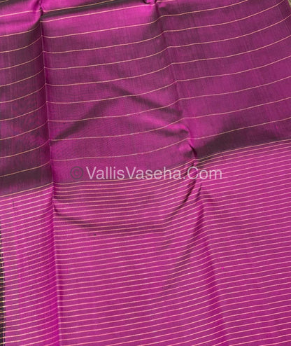 Pure Kanchipuram Silk Saree - Cream & Purple Combo - VVPS035