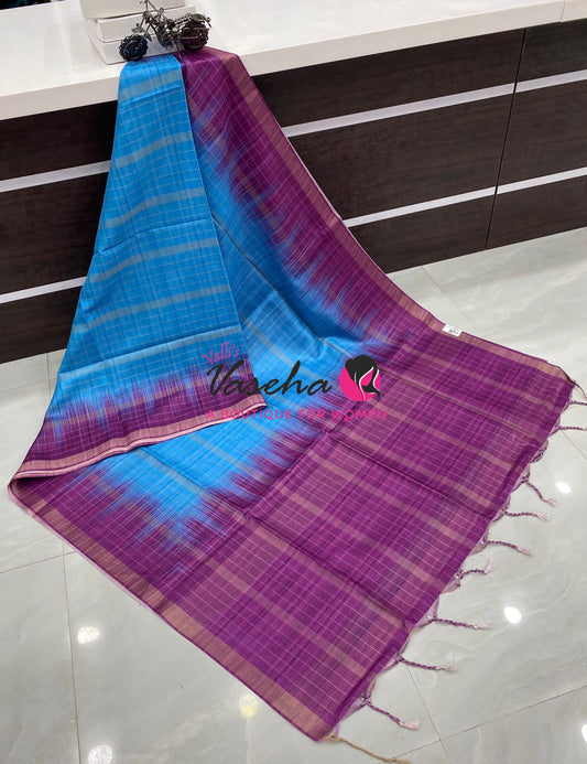 Semi Art Tussar Silk  / Art Silk - Blue& Purple - VVATS007