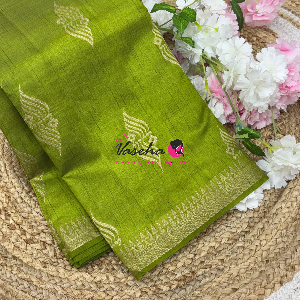 Semi Tussar Silk Saree | Green Shade |VVSTS072