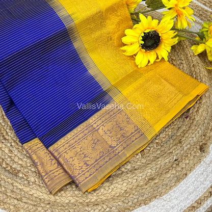 Pure Silk Cotton Sarees - Vairavoosi Lines - Blue & Yellow- VVPSC005