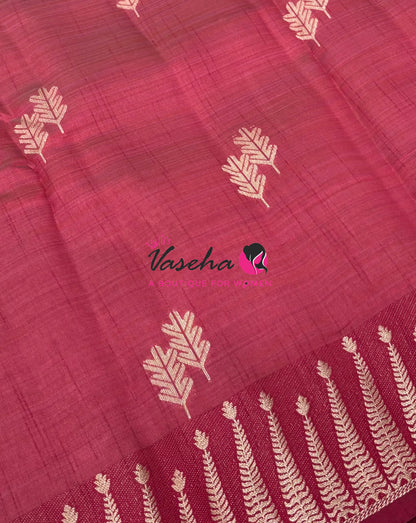 Semi Tussar Silk Saree | Maroon  Shade |VVSTS050