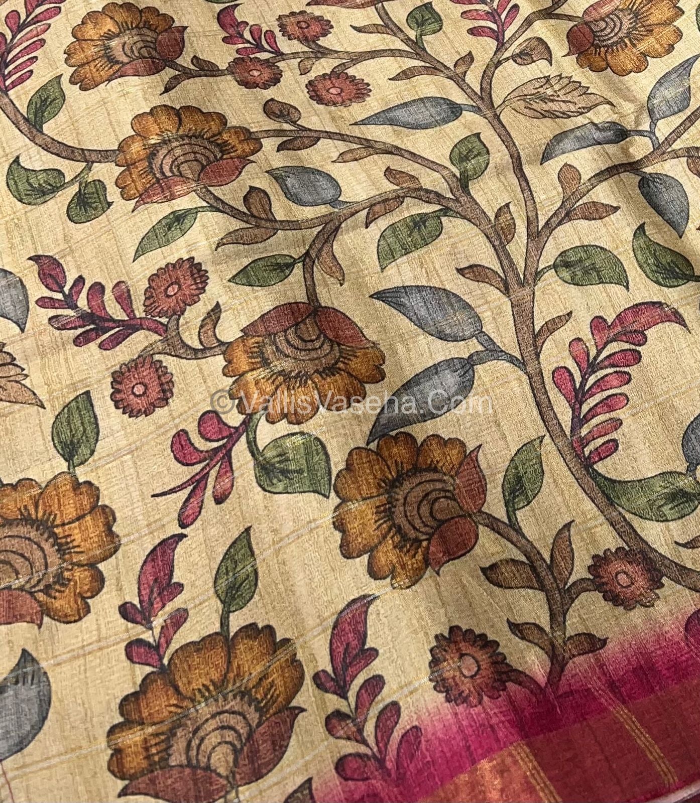 Semi Gicha Tussar Silk Saree - checks pattern - VVSGT001