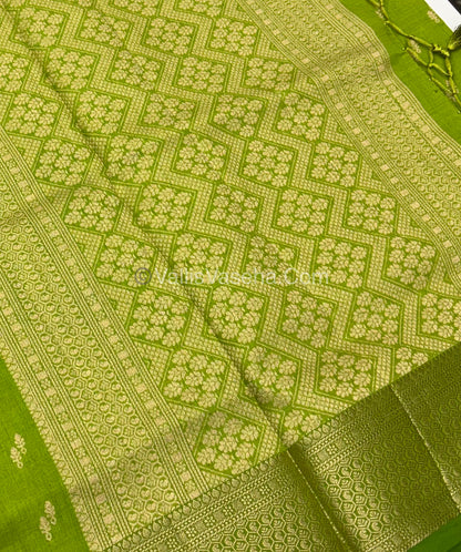 Semi Tussar Silk - Grand Pallu - Green Shade - VVSTS021