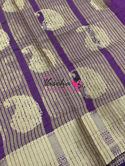 Semi Tussar Silk Saree | Purple Shade |VVSTS055