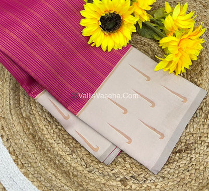 Kanchi Semi Silk - Pink with Cream - VVKSS001