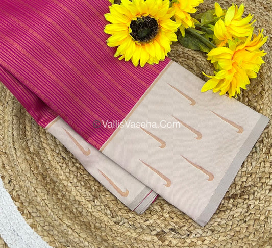 Kanchi Semi Silk - Pink with Cream - VVKSS001
