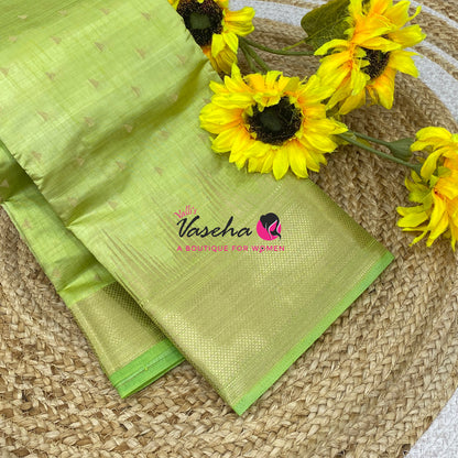 Semi Tussar Silk Saree | Pista Green Shade |VVSTS054