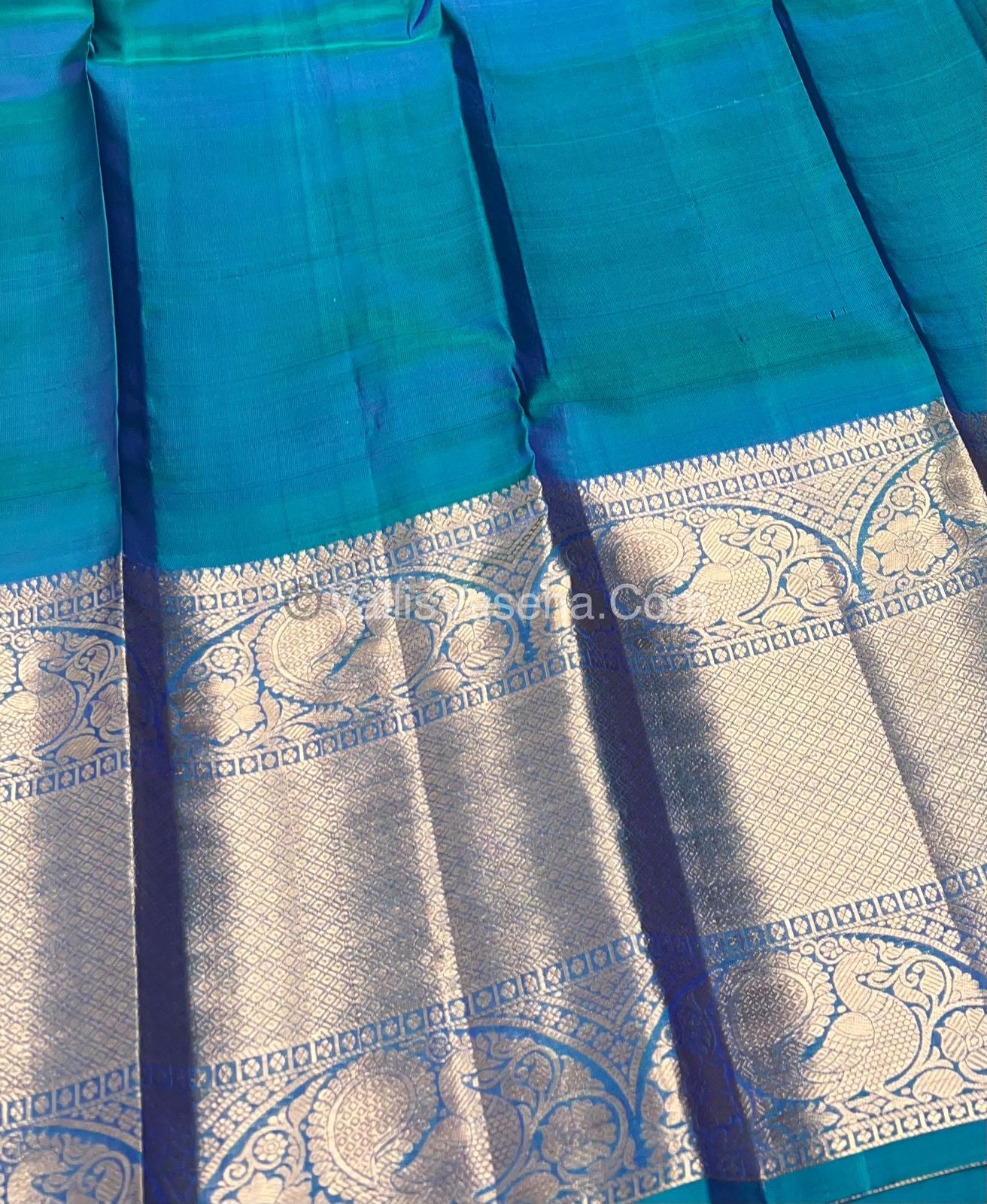 Half Mix - Pure Soft Silk Saree - Lavender & Peacock Blue Shade - VVPSS031