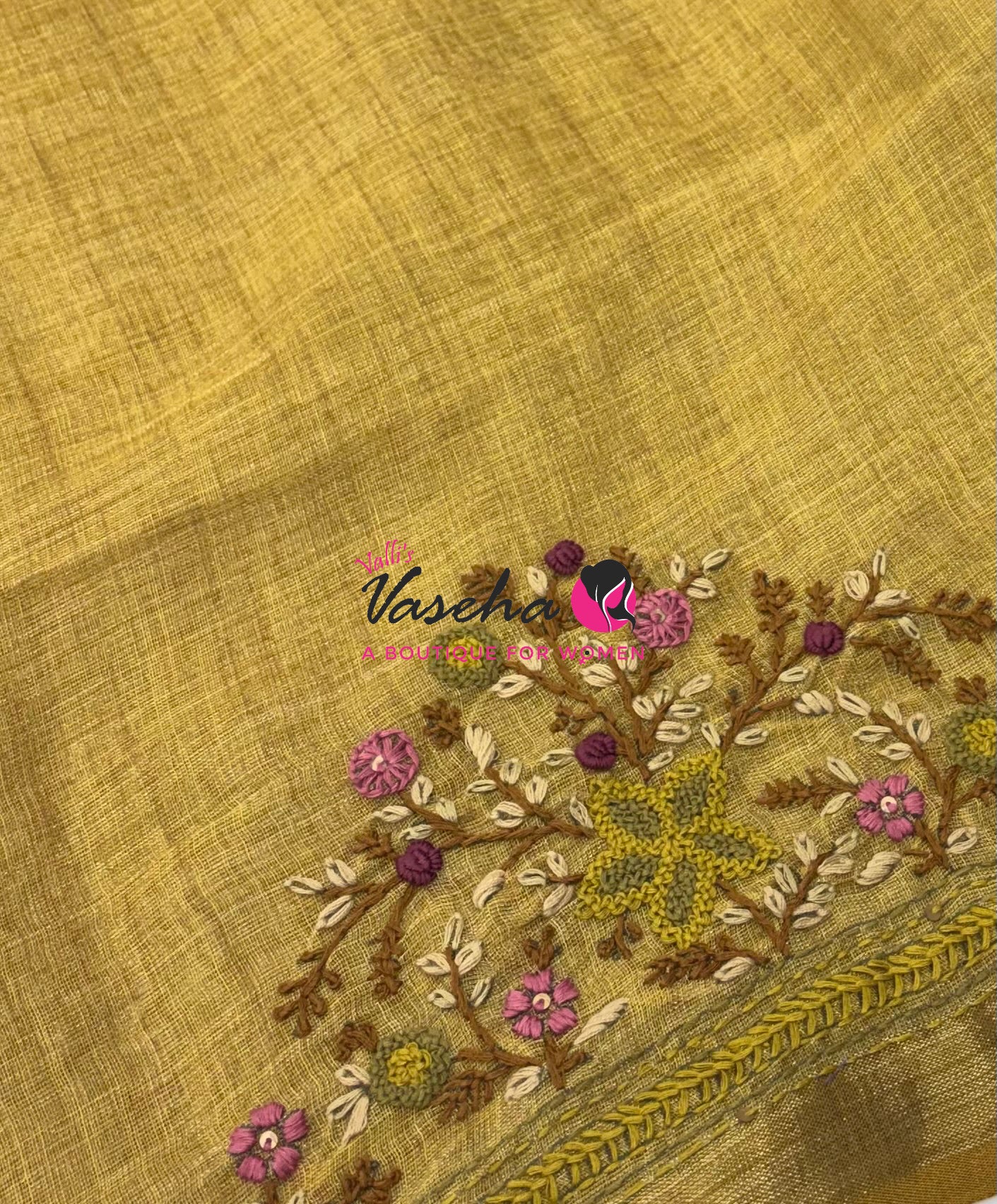 French Knot - Linen Tissue Saree  - Heavy Work Blouse - VVLFN020