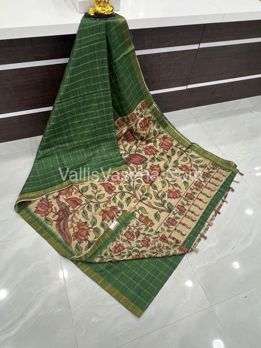 Semi Gicha Tussar Silk Saree - checks pattern - VVSGT001