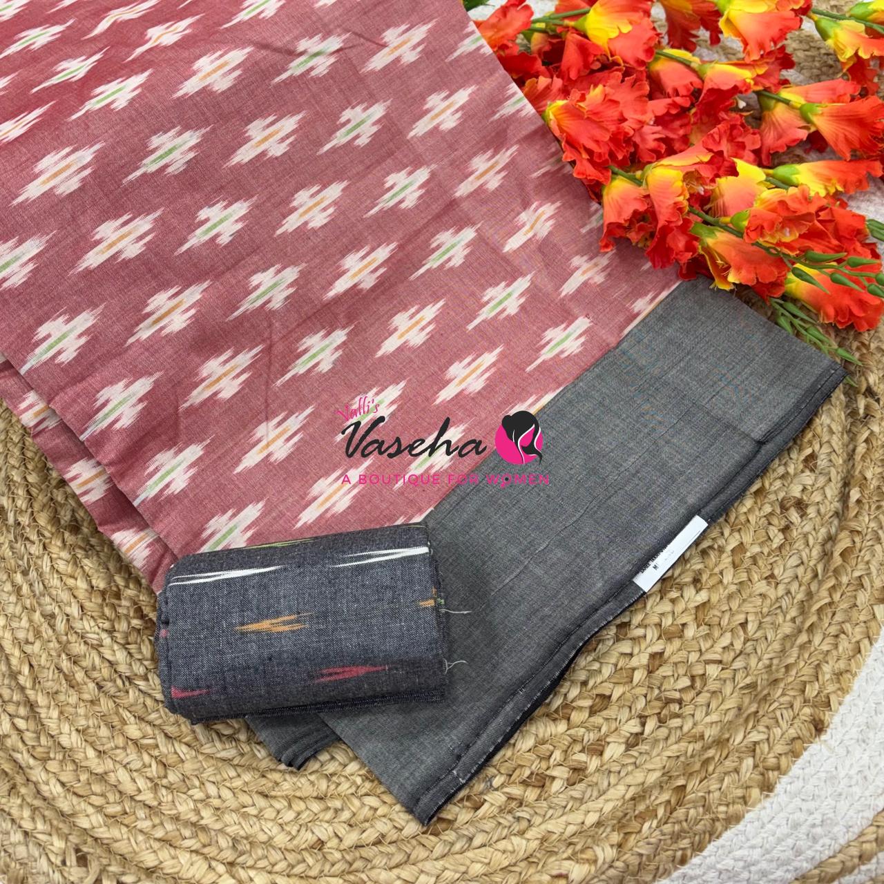 Ikkat Mercerised Cotton Saree - Single Ikkat - VVIKS001