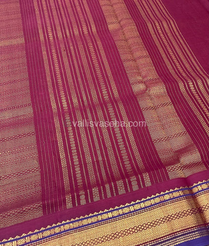 Pure Korvai Silk Cotton Saree - with Green With Merunish Pink Combo - VVKSC004